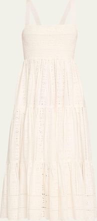 Cara Cara Taormina Cotton Eyelet Square-Neck Midi Dress