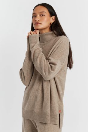 Chinti and Parker Warm-Oatmeal Wool-Cashmere Relaxed Rollneck Sweater