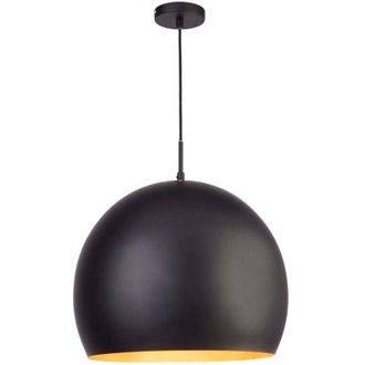 Searchlight Industrial - 1 Lampadario Grande Pendente Nero Opaco, Oro, E27 - Searchlight
