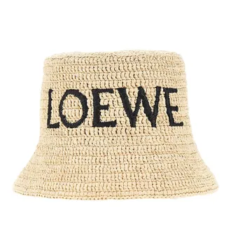 Loewe Raffia bucket hat with logo Woman 58