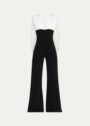 Et Ochs Tilden Plunging Draped Jumpsuit