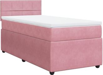 vidaXL Cama Box Spring Con Colch&oacute;n Terciopelo Rosa 100x200 Cm Vidaxl