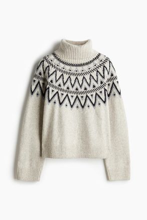 H&M Rollkragenpullover mit Jacquardmuster - Beige