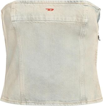 Diesel Denim Top met Gewassen Effect - Dames - Tops zonder mouwen - Blauw - S - Denim - Tops