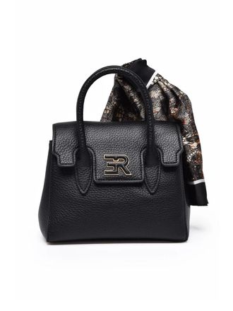 Ermanno Scervino Textured Polyurethane Shoulder Bag With Metallic Logo And Patterned Scarf