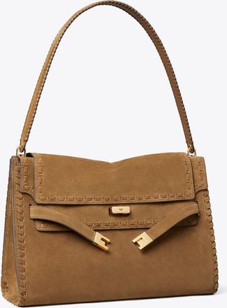 Tory Burch Womens Large Lee Radziwill Suede Shoulder Bag, One Size