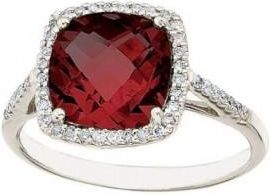 Allurez Cushion -Cut Garnet & Diamond Cocktail Ring 14k White Gold (3.70ct)