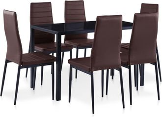 vidaXL Conjunto De Mesa Y Sillas De Comedor 7 Piezas Marr&oacute;n