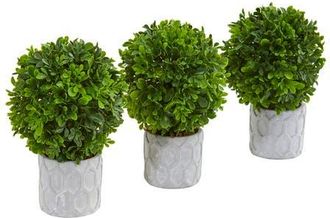 Nearly Natural 9-in Boxwood Artificial Mini Topiary in Green at Nordstrom
