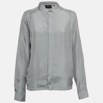 Emporio Armani Grey Paisley Print Silk Shirt