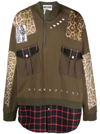 Moschino panelled cotton sweatshirt - men - Cotton - 44 - Green