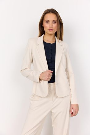 Soyaconcept Kurzblazer SOYACONCEPT SC-DANIELA 1, Damen, Gr. XXL, beige (cream), Web, Obermaterial: 73% Polyester, 24% Viskose, 3% Elasthan, unifarben, tailliert n