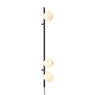 QAZQA Dise&ntilde;o L&aacute;mpara De Pared De Dise&ntilde;o Negra Con Cristal Mate 3-luces - Vertical Met&aacute;lica /vidrio Esfera /alargada Adecuado Para Led Max. 3 X 8 Watt - Qazq