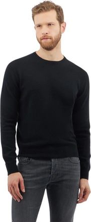 Brooks Brothers Wollen trui met ronde hals van kasjmier - Heren - Ronde hals truien - Zwart - XS - Wol - Truien & Vesten