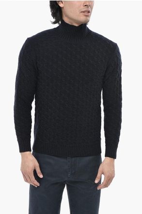 Paolo Pecora Virgin Wool Turtleneck Sweater with Ribbed Edges size S