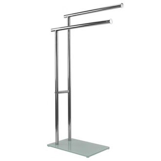Trade Shop Trade Shop - Muebles De Toalla De Soporte Muebles De Ba&ntilde;o 2 Brazos Cromados Metal Base De Vidrio 59967