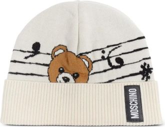 Moschino Berretto Teddy Bear - Bianco