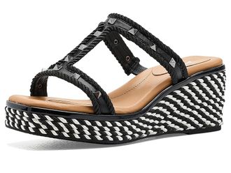 J. Rene&eacute; Tavelle Womens Wedge Shoes Black/White : 10.5 M (B), Faux Leather