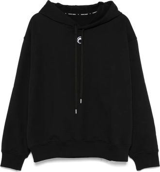 Marine Serre Felpa con cappuccio e ricamo Moon - Nero