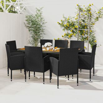vidaXL Idaxl Juego De Comedor De Jard&iacute;n 9 Piezas Rat&aacute;n Sint&eacute;tico Negro Vidaxl