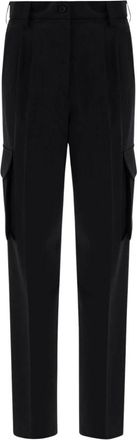Herno Straight Trousers, female, Black, Size: 2XS Soft Wool Cargo Pants