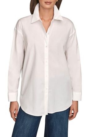 DKNY Long Sleeve Button-Up Shirt in White at Nordstrom, Size X-Small