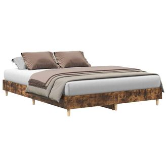Berkfield Home Bed Frame No Mattress Smoked Oak 140x200 cm Engineered Wood in Brown