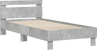 vidaXL Bed Frame without Mattress with Headboard Concrete Grey 75x190 cm Small Single Vidaxl