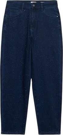 Oltre Regular Jeans met Kristallen - Dames - Loose Fit Jeans - Blauw - M - Katoen - Jeans