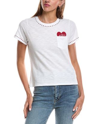 Cinq &agrave; Sept Heart Pocket Shrunken T-Shirt