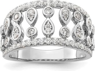 Diamond2Deal 14k White Gold Lab Grown Diamond Wedding Band Ring 3/4Ct Clarity- VS Color- G-H