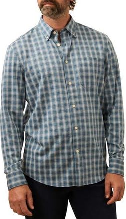 Faherty Coastline Knit Button-Down Shirt in Azure Night Plaid at Nordstrom Rack, Size Xx-Large