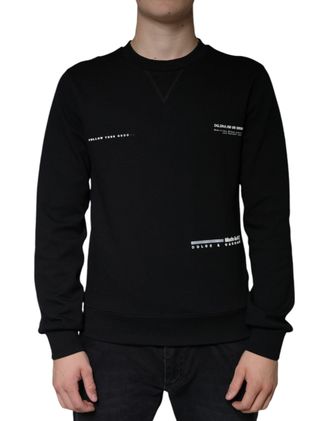 Dolce & Gabbana Mens Crew Neck Sweatshirt Model Dg Dna 00 00 0058 - Black Cotton - Size EU 46 (Mens)