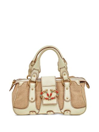 Valentino Garavani crystal-embellished tote bag - women - Fabric/Fabric/Leather - One Size - Neutrals