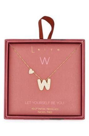 Leith Cubic Zirconia Heart & Bubble Initial Pendant Necklace in W- Clear- Gold at Nordstrom Rack
