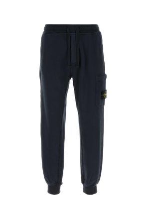 Stone Island Navy Blue Cotton Joggers