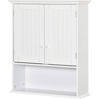 Kleankin Mobile Pensile Bagno con Armadietto a 2 Ante e Ripiano Aperto Bianco - Kleankin