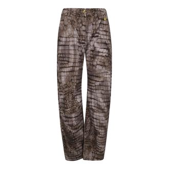 Elisabetta Franchi Wide Trousers, female, Brown, Size: W27 Oversized Drill Trousers