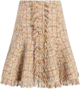 Cinq à Sept Gonna bouclé con frange - Marrone