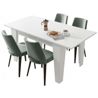 Dmora Tavolo Allungabile Pizzoli, Allungabile, Meccanismo Estensione Allunga Centrale, Lunghezza Massima 160 cm, 160x80x78h cm Bianco