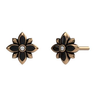 John Richmond Bloemige oorknopjes met een diamanten accent - Dames - Oorbellen - Geel - ONE Size - Accessoires