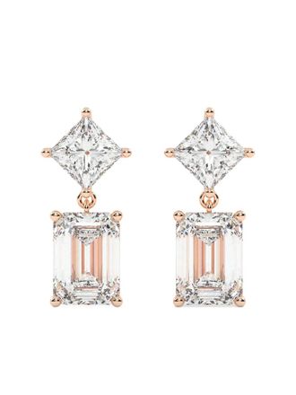 Tilla 14K rose gold princess-cut earrings - Pink