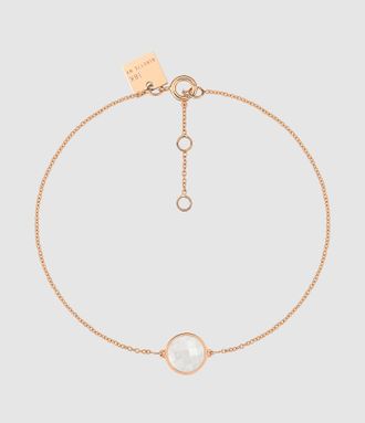 Ginette NY Bracelet Mini Pixie Ever Disc Pierre de Lune Blanche Or Rose