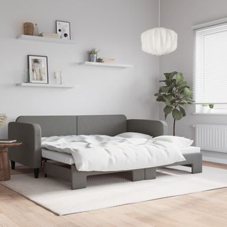 vidaXL Sof&aacute; Cama Nido Tela Gris Oscuro 90x200 Cm Vidaxl