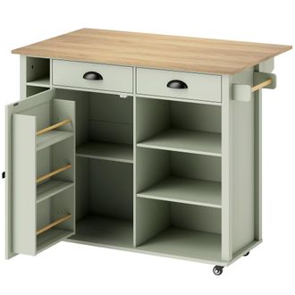 HOMCOM Isla de cocina 117.5x70x91 cm verde
