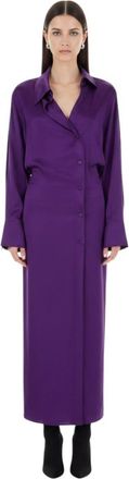 The Attico Purple Solid Shirt Collar Midi Dress