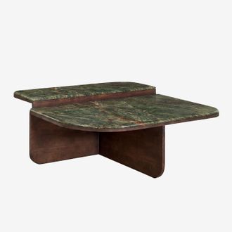 Sklum Mesa De Centro 90x90 Cm En Piedra Natural Y Madera De Mango Clotsh Sklum