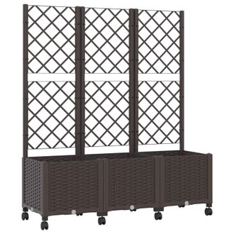 vidaXL Jardinera Con Enrejado Y Ruedas Marr&oacute;n 120 X 40 X 146 Cm Pp Vidaxl