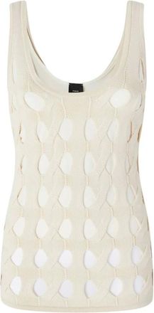 Pinko Pinko, Tops, Dames, Wit, XS, Witte Mouwloze Top met Uitgesneden Details