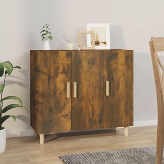 vidaXL Vidaxl - Aparador De Madera De Ingenier&iacute;a Roble Ahumado 90x34x80 Cm